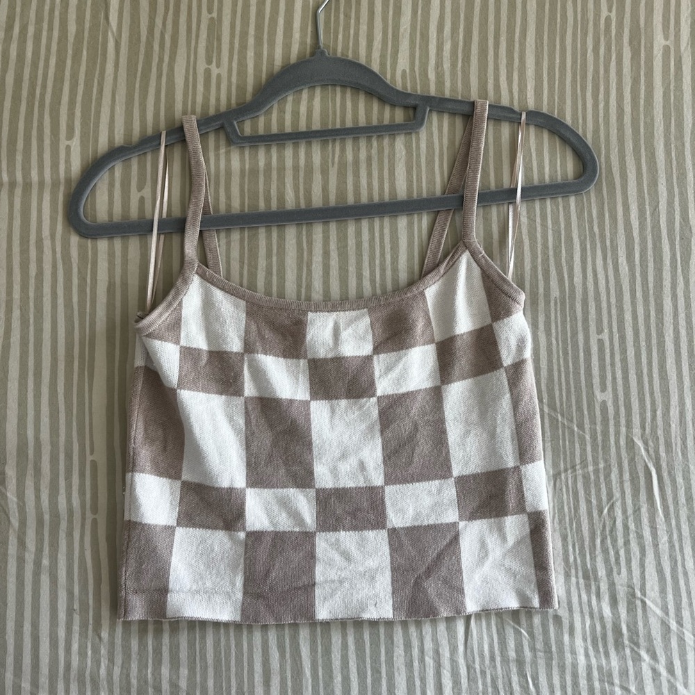 checkered knit tank